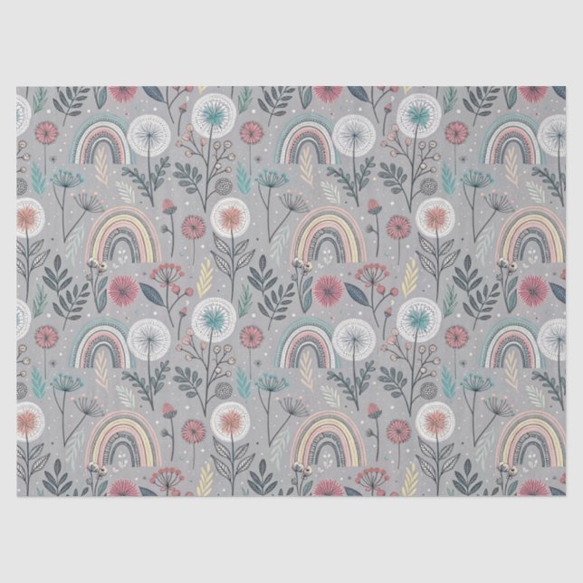 Whimsical Rainbow and Botanical Tissue Paper (Front)