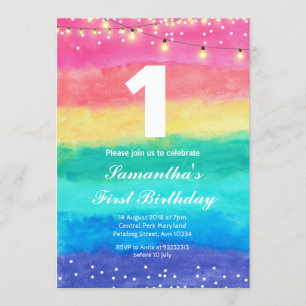 Whimsical Rainbow Birthday Invitation