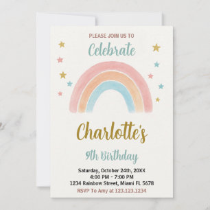 Whimsical Rainbow Birthday Invitation