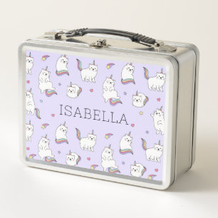 Whimsical Rainbow Cats Metal Lunchbox