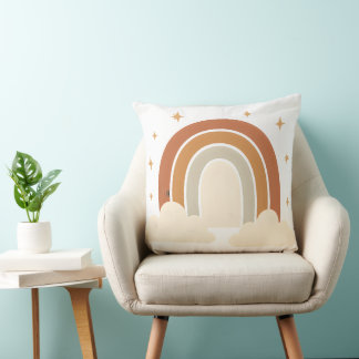 Whimsical Rainbow Clouds Throw Pillow
