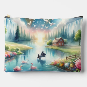 Whimsical Rainbow Earth Fantasy Scene Accessory Pouch