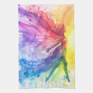 Whimsical Rainbow Fairy - Enchanted Cottagecore Kitchen Towel