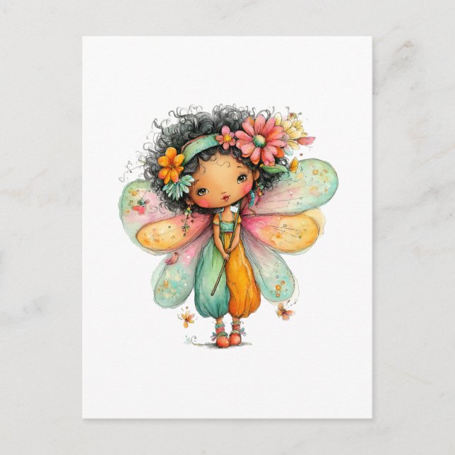 Whimsical Rainbow Fairy Postcard (Front)