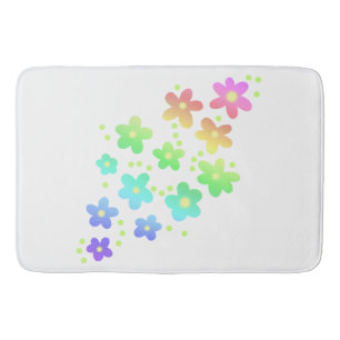 Whimsical Rainbow Flowers Bath Mat
