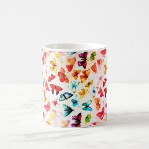 Whimsical Rainbow Forest Butterfly Watercolor  Coffee Mug