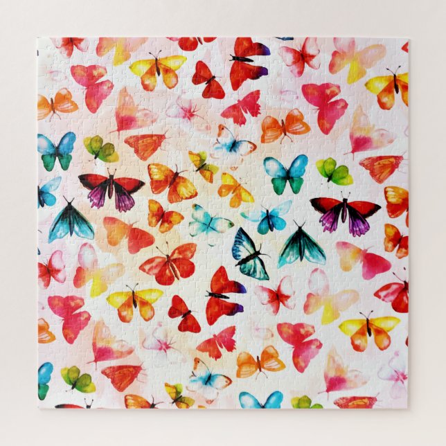 Whimsical Rainbow Forest Butterfly Watercolor  Jigsaw Puzzle (Vertical)