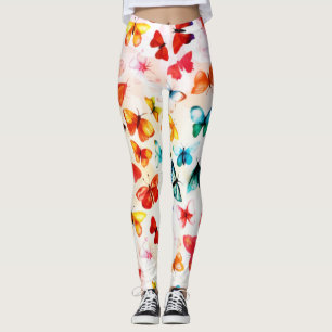 Whimsical Rainbow Forest Butterfly Watercolor  Leggings