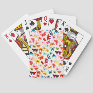 Whimsical Rainbow Forest Butterfly Watercolor  Playing Cards