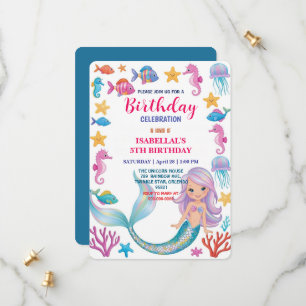 whimsical rainbow mermaid Jellyfish star birthday Save The Date