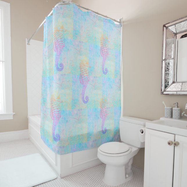 Whimsical Rainbow Pastels Sea Horse (In Situ)