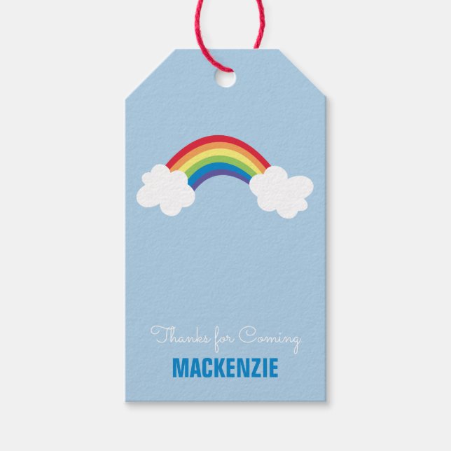 Whimsical Rainbow Personalized Birthday Gift Tag (Front)