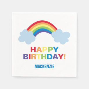 Whimsical Rainbow Personalized Birthday Napkins