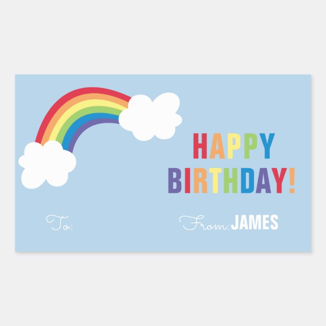 Whimsical Rainbow Personalized Gift Sticker (Front)