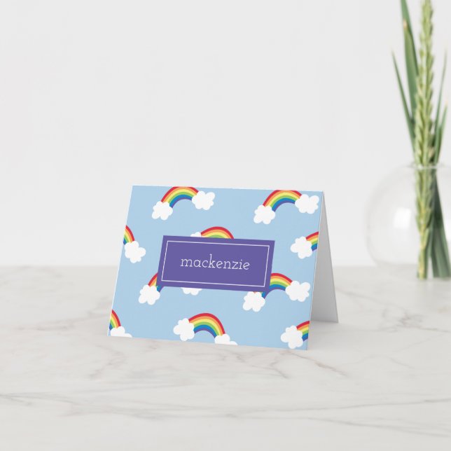Whimsical Rainbow Personalized Thank You Notes (Front)