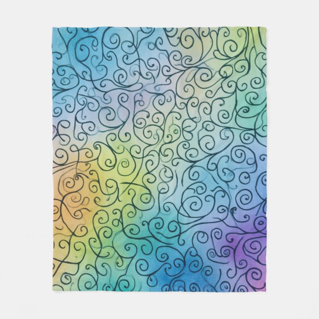 Whimsical Rainbow Swirl Pattern Abstract Colourful Fleece Blanket (Front)