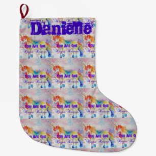 Whimsical Rainbow Unicorn Art Christmas Stocking