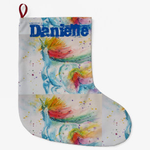 Whimsical Rainbow Unicorn Art Christmas Stocking