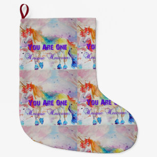 Whimsical Rainbow Unicorn Art Christmas Stocking