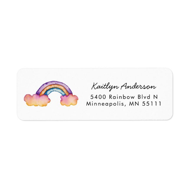 Whimsical Rainbow Watercolor Adresse de retour (Devant)