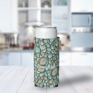 Whimsical Raindrops Monogrammed Seltzer Can Cooler