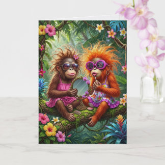Whimsical Rainforest Christmas Monkey Canopy Card