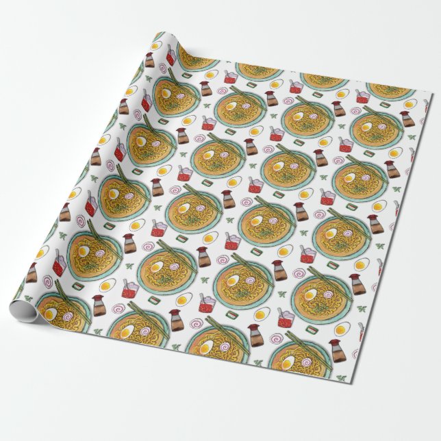 Whimsical Ramen  Wrapping Paper (Unrolled)