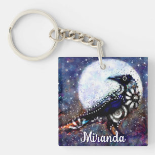 Whimsical Raven Moon Floral Abstrait Personnalisé
