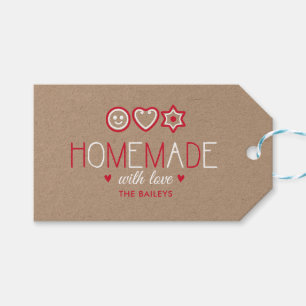 Whimsical Red and White Holiday Cookies Gift Tags