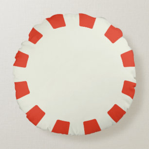 Whimsical Red and White Peppermint Round Pillow