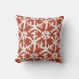 Whimsical Red & Beige Modern Christmas Star Throw Pillow