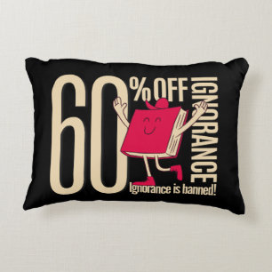 Whimsical Red Book Ignorance Banned Accent Throw  Pillow