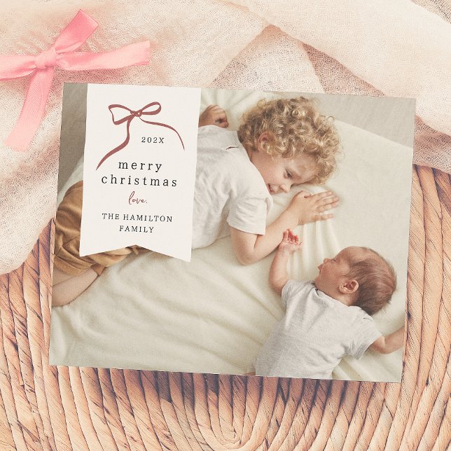 Whimsical Red Bow Christmas Holiday Photo Budget (Creator Uploaded)