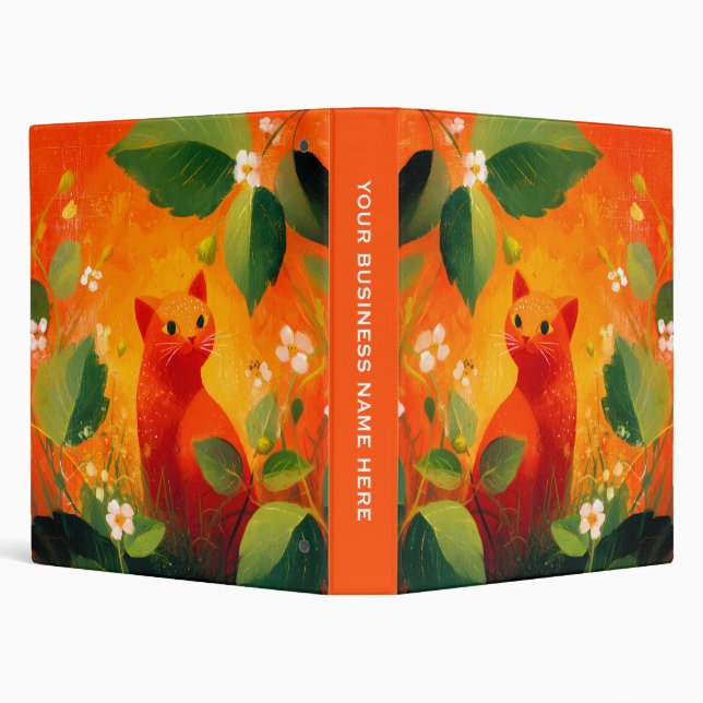 Whimsical Red Cat Wildflower Garden Binder (Background)