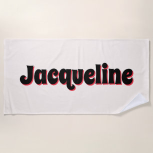 Whimsical Red Cherry Shadow Lettering Beach Towel