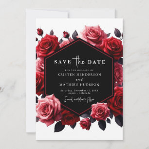 Whimsical Red Crimson Red Wedding Save The Date