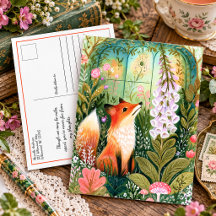 Whimsical Red Fox Forest Thinking of You