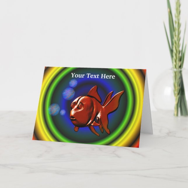 Whimsical Red Goldfish Animal Art Carte photo (Devant)