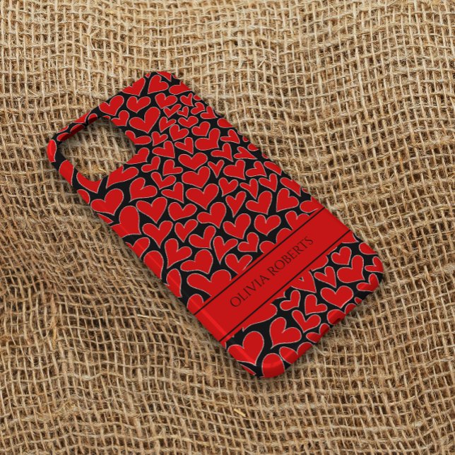 Whimsical Red Hearts Valentine's Day Personalized Case-Mate iPhone Case (Creator Uploaded)