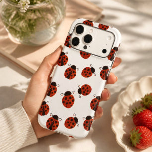 Whimsical Red Ladybug Polka Dot iPhone Case