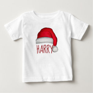 Whimsical Red Painted Santa Hat Baby T-Shirt