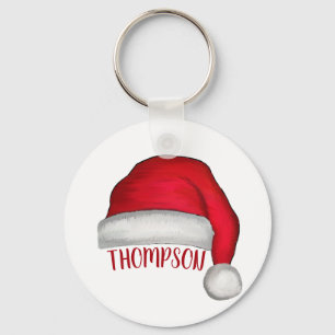 Whimsical Red Painted Santa Hat Keychain