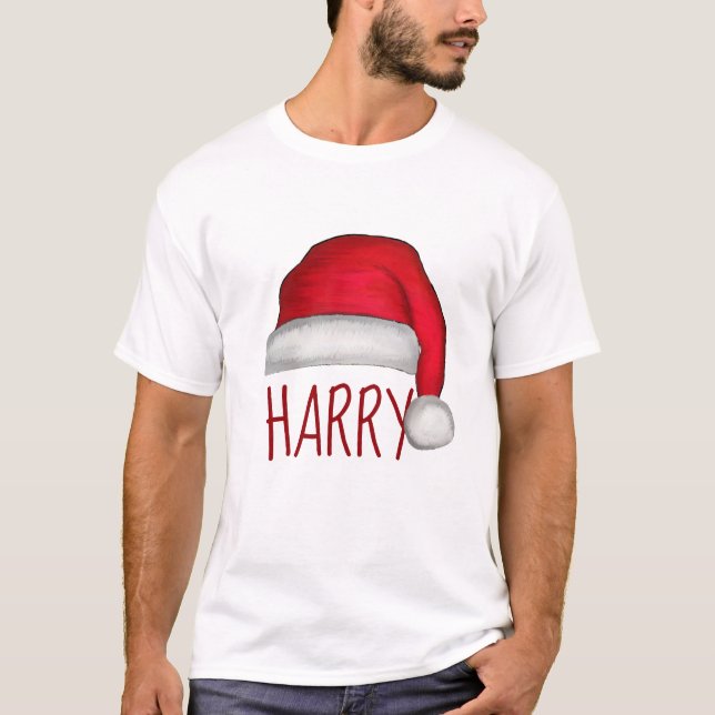 Whimsical Red Painted Santa Hat T-Shirt (Front)