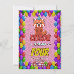 Whimsical Red Panda Adult Invite