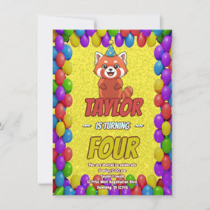 Whimsical Red Panda Adult Invite
