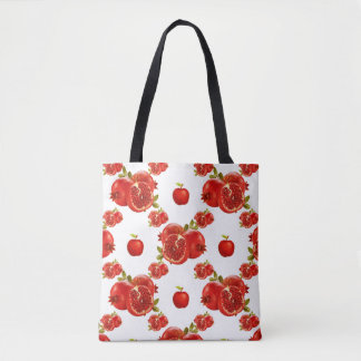 Whimsical Red Pomegranate Fruit Pattern Tote Bag