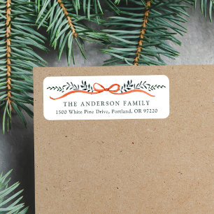 Whimsical Red Ribbon Christmas Return Address