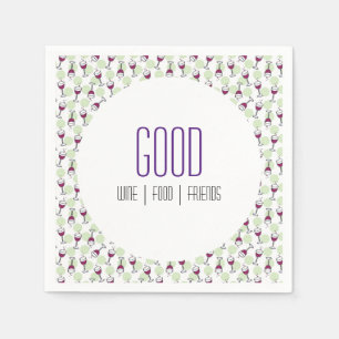 Whimsical Red Wine Glass Illustration Pattern Napkin