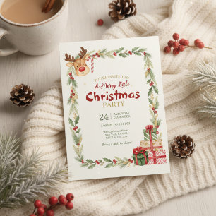 Whimsical Reindeer Christmas Party Invitation
