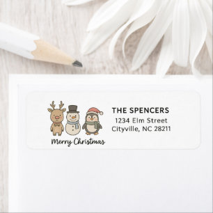 Whimsical Reindeer, Snowman & Penguin Christmas